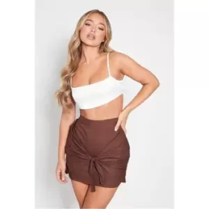 I Saw It First Brown Tie Front Mini Skirt - Brown