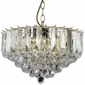 Image of 3 Light Chandelier Pendant brass & clear Shade Hanging Ceiling Feature Lamp Bulb