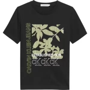 Image of Calvin Klein Jeans Junior Abstract Graphic T-Shirt - Black