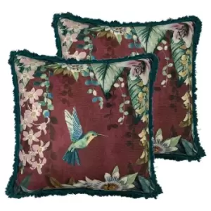 image of Paoletti Contemporary Hanging Gardens Polyester Filled Cushions Twin Pack Aubergine