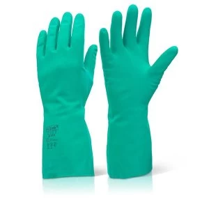 image of Click2000 Nitrile Gauntlet Flocked Lined Size 8 Medium Green Ref NGM