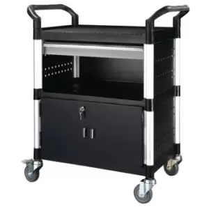 Image of Slingsby Plastic Shelf Trolleys With Drawers - With 3 Shelves, 1 Drawer, Sides a