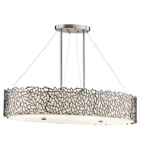 Image of 4 Light Oval Ceiling Island Pendant Bar Pewter, Silver Coral, E27