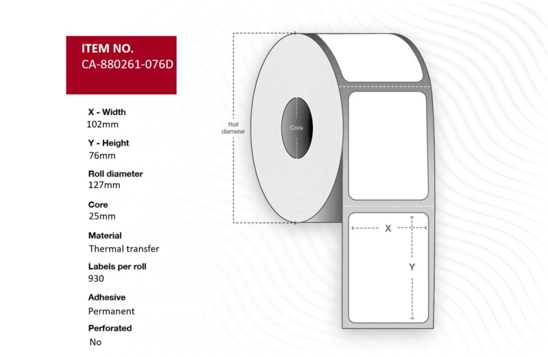 Image of Capture CA-880261-076D printer label