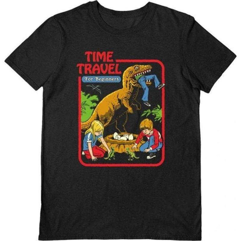 Image of Steven Rhodes Mens Time Travel T-Shirt in Black Size: Large Black Male L