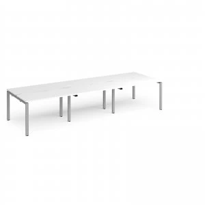 Image of Adapt II Triple Back to Back Desk s 3600mm x 1200mm - Silver Frame whi
