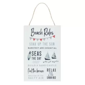 Image of Surf's Up Beach Rules Hanging MDF Sign
