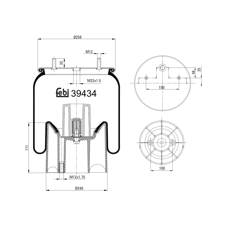 Image of FEBI BILSTEIN 39434 Boot, air suspension Rear Axle Right Boot,air suspension (324)