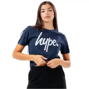 Hype Script Kids Crop T-Shirt - Blue