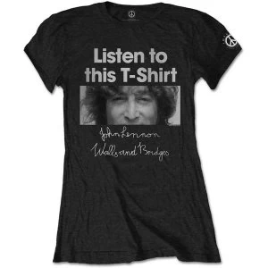 Image of John Lennon - Listen Lady Womens X-Large T-Shirt - Black