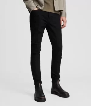 Image of AllSaints Mens Cigarette Skinny Jeans, Jet Black, Size: 30/L32