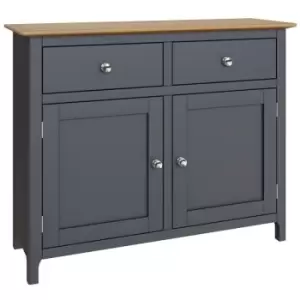 Image of Taberno Sideboard Graphite Blue Solid Oak 2 Doors 2 Drawers Storage Cupboard - Blue