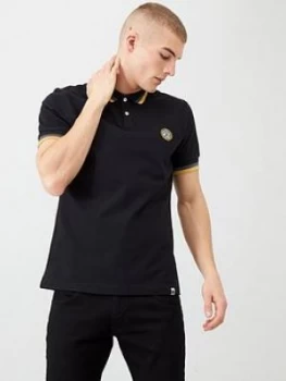 Image of Pretty Green Tipped Collar Polo Shirt - Black, Size XL, Men