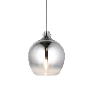 image of Udine Single Pendant Ceiling Lamp, Chrome Ombre Glass, Chrome Plate