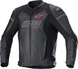 image of Alpinestars MM93 Austin V2 Waterproof Motorcycle Leather Jacket, black-red, Size 48, black-red, Size 48