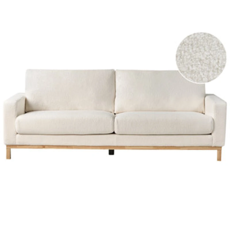 Image of Beliani Sofa 3 Seater Siggard Boucle White