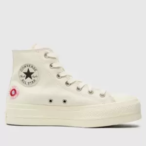 image of Converse White & Pink Chuck Taylor All Star Lift Hi Trainers