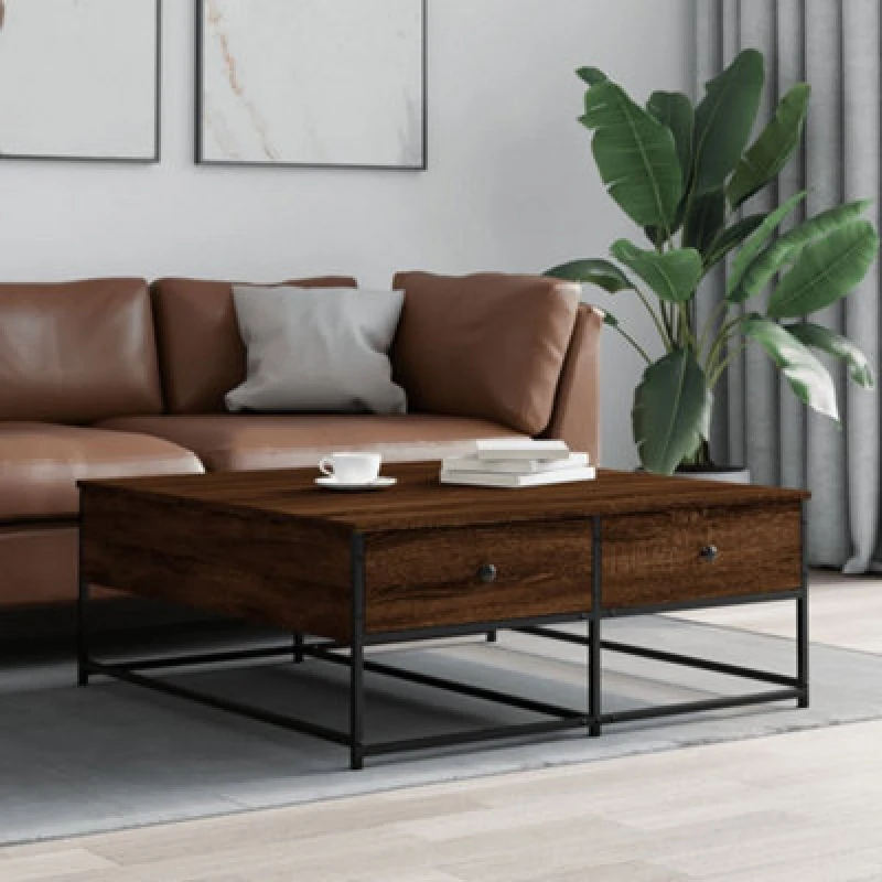 Image of Vidaxl Coffee Table Brown Oak 100X99X40 Cm Engineered Wood