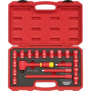 Image of Draper Expert 19 Piece 3/8" Drive VDE Insulated Socket Set Metric 3/8"