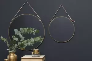 Image of Nkuku Kiko Round Mirror Mirrors Gold Large 0.5 x 38cm (Diameter)