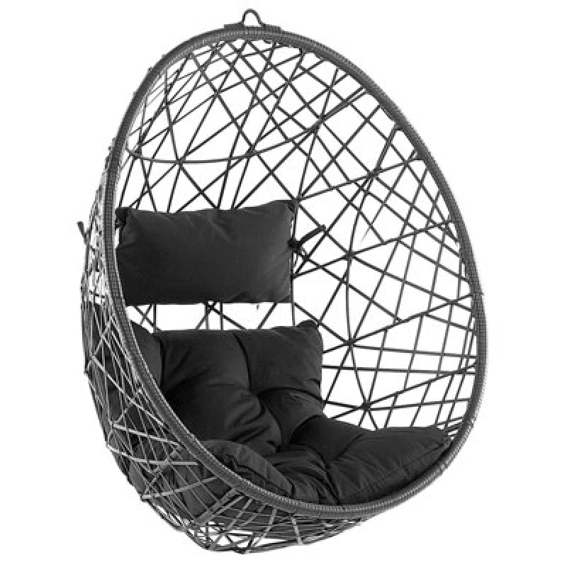 Image of Beliani Hanging Chair Alatri Pe Rattan Black