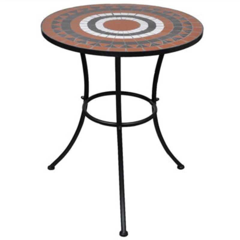 Image of vidaXL Mosaic Table 60cm Terracotta and White Outdoor Garden Balcony Furniture