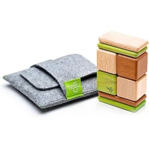 image of 6 Piece Tegu Pocket Pouch Prism Magnetic Wooden Block Set Jungle