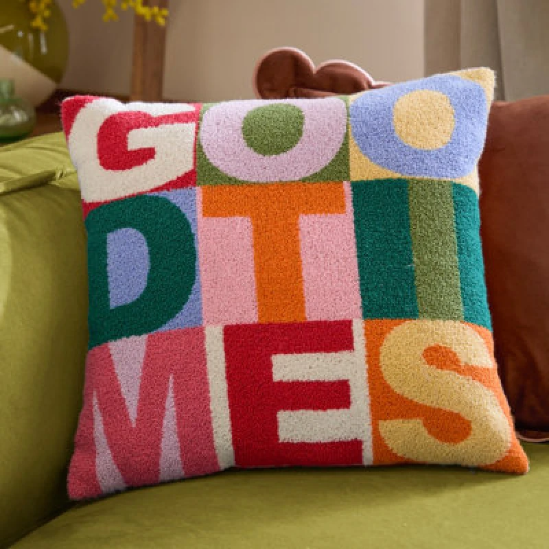 Image of Furn Good Times Tuft Boucle Cushion Size: 43cm x 43cm Multicolor Unisex 43cm x 43 cm