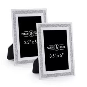 Image of Sparkle Glass Photo Frame 5" x 3.5" - Set of 2 M&amp;W