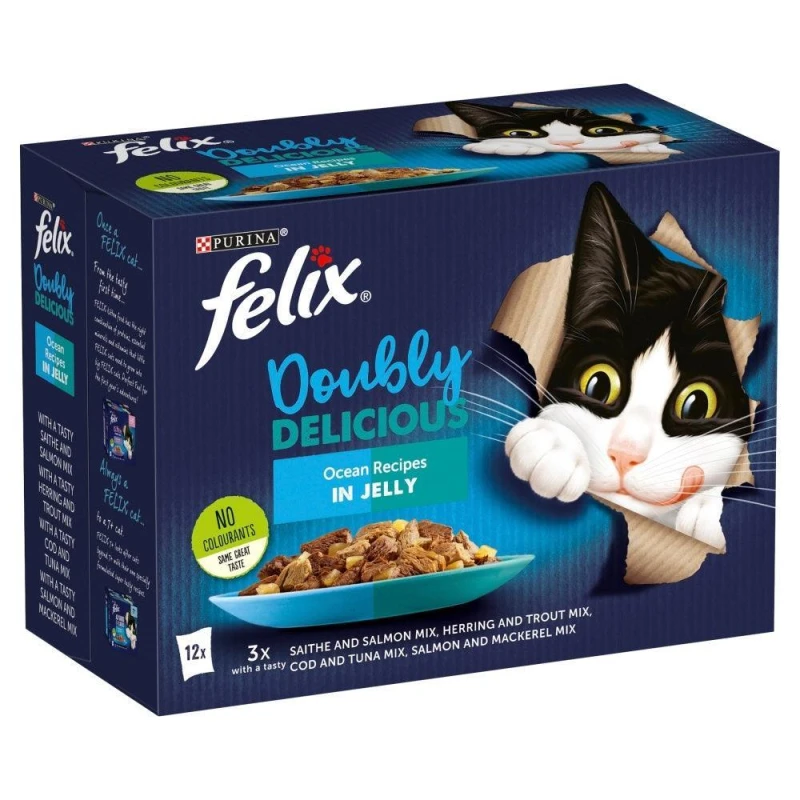 Image of Felix Agail Felix Doubly Delicious Ocean Recipes Wet Cat Food, 12 x 100g