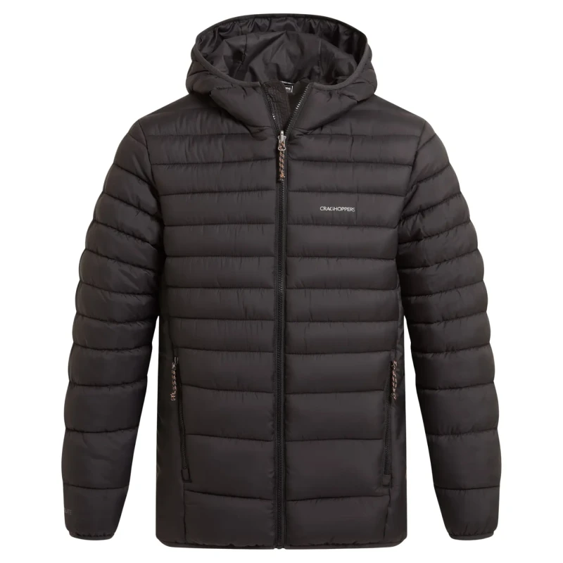 Image of Craghoppers Craghoppers Men Compresslite Hooded Baffled Hooded Insulated Jacket in Black Size: Medium Black M Male 5063260096782