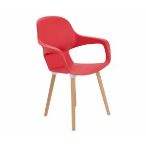 image of TC Office Ariel 2 Retro Chair with Wooden Round Legs, Red