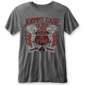 Johnny Cash - Ring of Fire Unisex Large T-Shirt - Grey