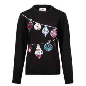 image of Star Christmas Knit Jumper Ladies - Black