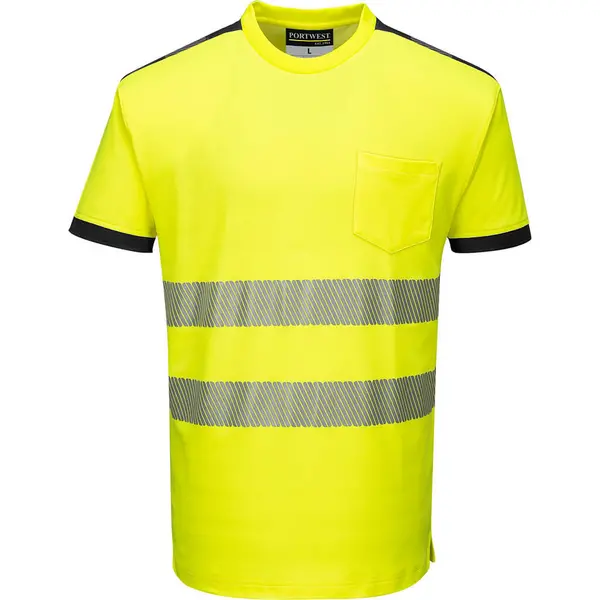 image of Portwest PW3 High Visibility Cotton Comfort Short Sleeve T-Shirt T181YBRS