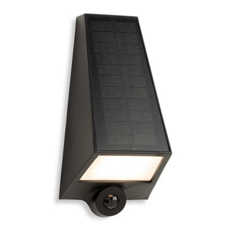 Image of Luminosa Lighting Luminosa Augusta Solar Wall Light With Pir Black 6.5W LED 100Lm 3000K Ip65