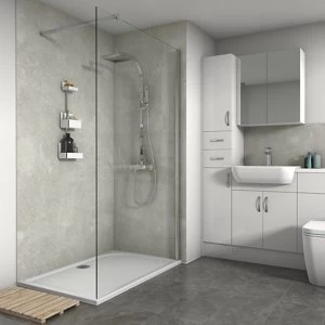 image of Splashwall Matt White concrete Shower Panel (H)2420mm (W)1200mm (T)11mm