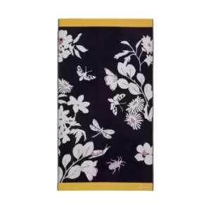 Image of Joules Floral Beasts Bath Sheet, Navy