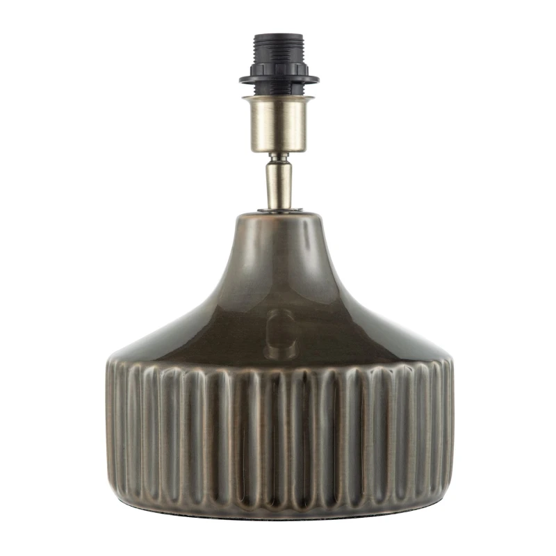 Image of Happy Homewares Deep Forest Green Ceramic Gloss Lamp Base with Brass Lamp Holder in Dark Green Dark Green Unisex