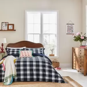 Image of Joules Daylesford Check Cotton Cover Set - Blue