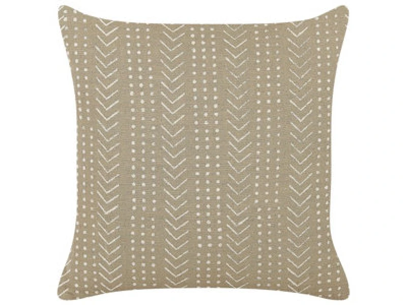 Image of Beliani Throw Cushion Senecio Cotton 45 X 45cm Beige Geometric Pattern