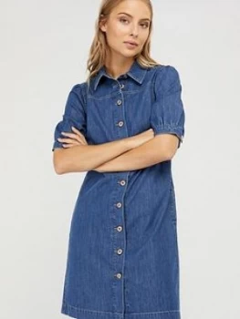 Monsoon Dacia Organic Cotton Denim Dress - Blue, Size 12, Women