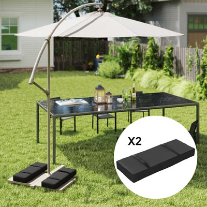 Image of Outsunny Parasol Weights Set of 2, Parasol Base Weights Bags, Black Black