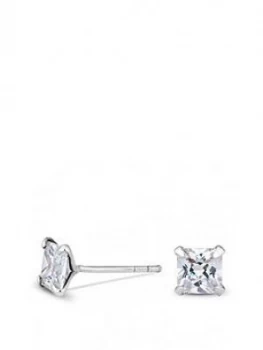 image of Simply Silver 5Mm Princess Cut Cubic Zirconia Studs Earrings