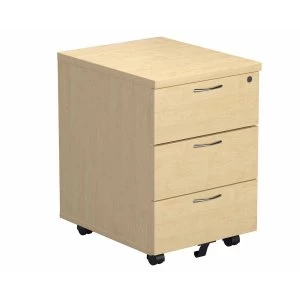 TC Office 3 Drawer Mobile Pedestal Height 595mm, Maple