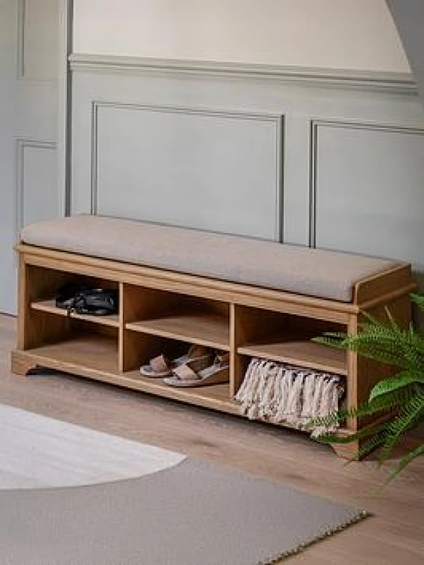 Image of SO'HOME Harriet Oak Hallway Bench Light Oak Wood ONE SIZE