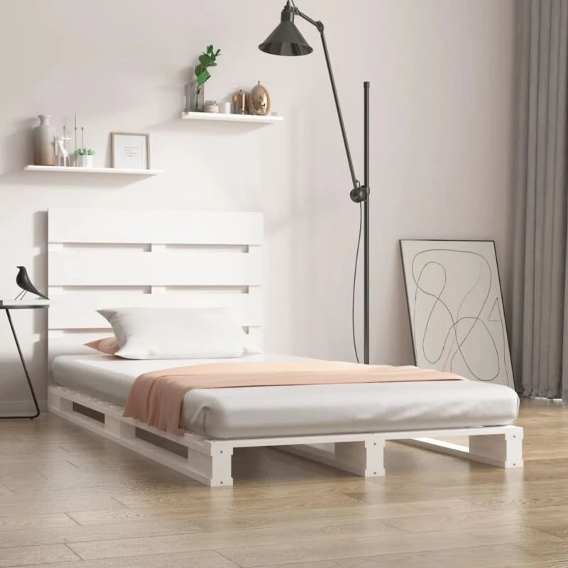Image of VIDAXL Bed Frame without Mattress White 75x190cm Small Single Solid Wood Pine Vidaxl 8720287159605