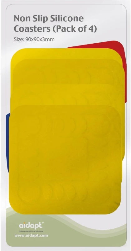 Image of Aidapt 9cm Square Coasters Yellow Pk 4 Yellow
