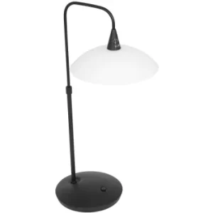 image of Sienna Tallerken Desk Task Lamp Matt Black Fixture, Glass White Matt, Transparent Matt