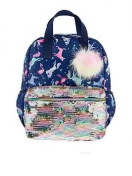 image of Monsoon Girls Electric Unicorn Pom Backpack - Navy